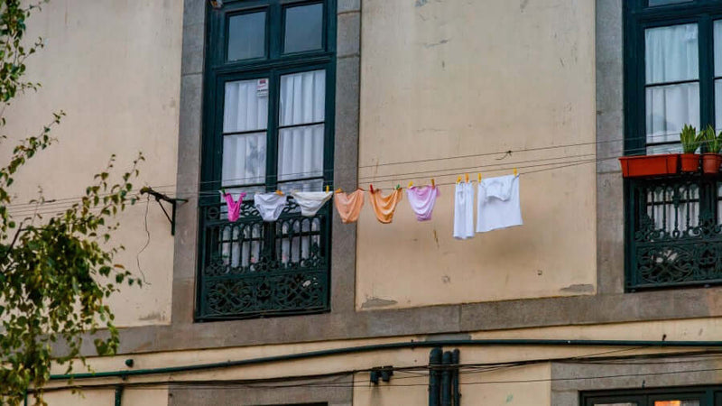 types of women's underwear on washing line