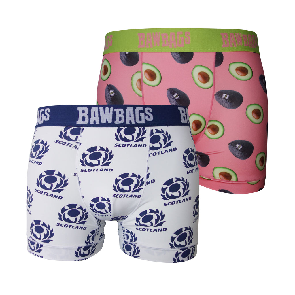 Cool De Sacs Scotland Rugby Away and Avocado 2-Pack of Technical Boxer Shorts