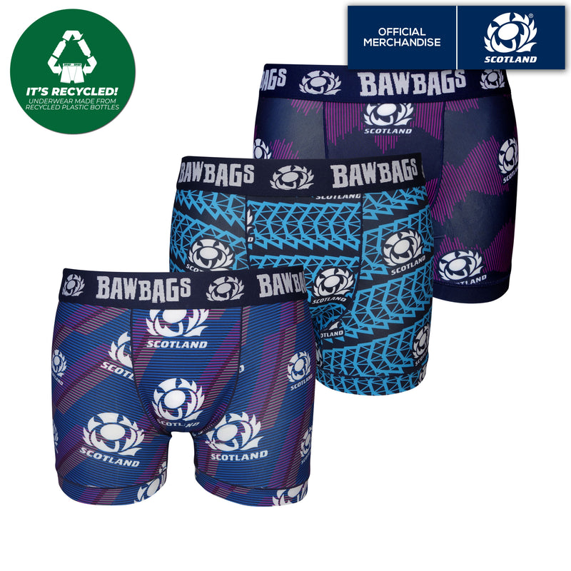 Cool De Sacs Scotland Rugby Front Row 3-Pack Boxer Shorts - Bawbags
