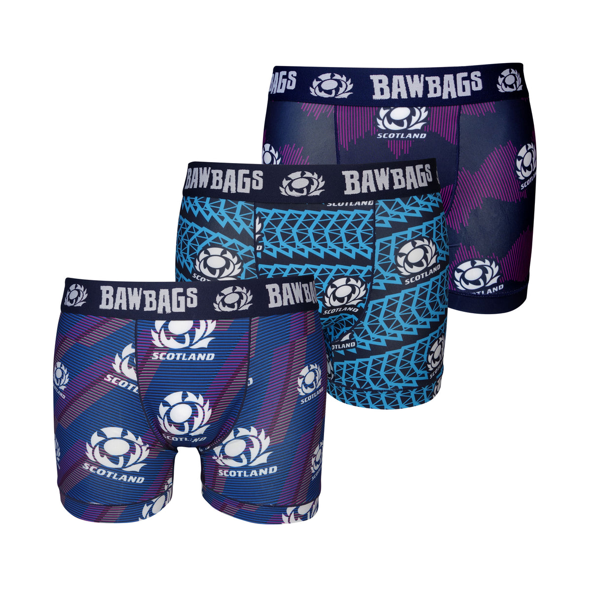 Cool De Sacs Scotland Rugby Front Row 3-Pack Technical Boxer Shorts