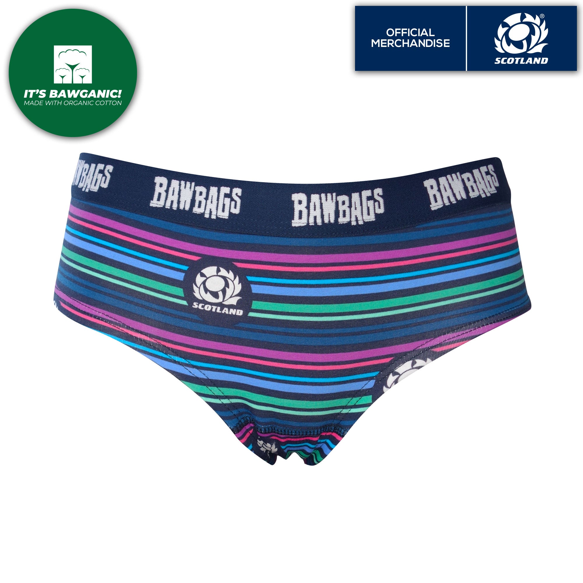 Womens Scotland Rugby Lines Boxer Shorts, Underwear - Bawbags