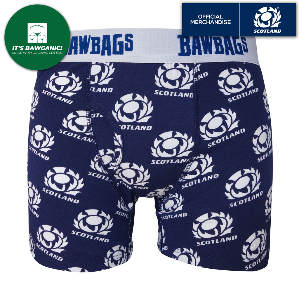 Boys Scotland Rugby Badge Cotton Boxer Shorts