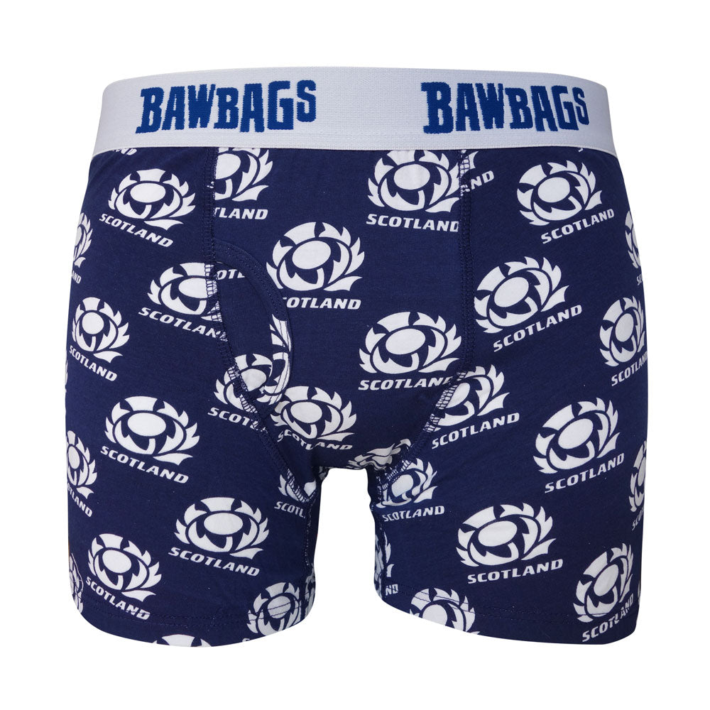 Kids Scotland Rugby Badge Cotton Boxer Shorts