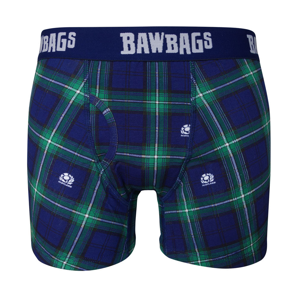 Boys Scotland Rugby Tartan Cotton Boxer Shorts